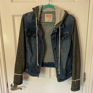 Denim jacket and sweatshirt